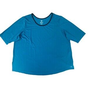 Full Beauty Sport Top Womens 30 32 Blue Active Workout Shirt Short Sleeve